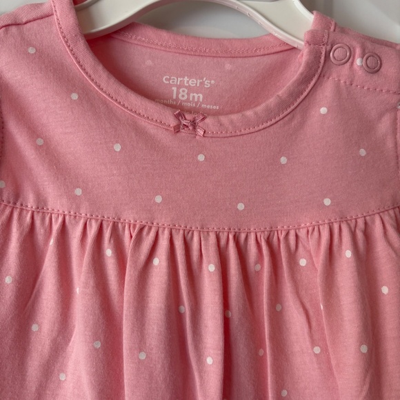 Carters Baby Girl Pink Polka Dot Romper Size 18M Flutter Sleeves NEW WITH TAGS - Picture 3 of 6
